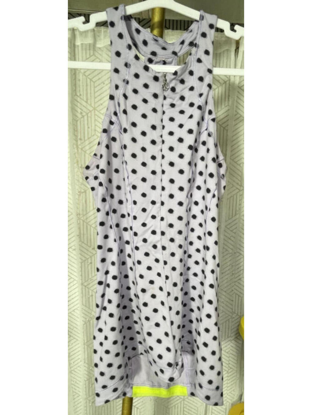 LULULEMON Velo Vixen Sleeveless Cycling Jersey High Noon Polka Dot Lilac Sz 10